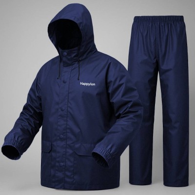 100% Water proof High quality Rain Coat With Pant (Happylon) (Navy Blue)
